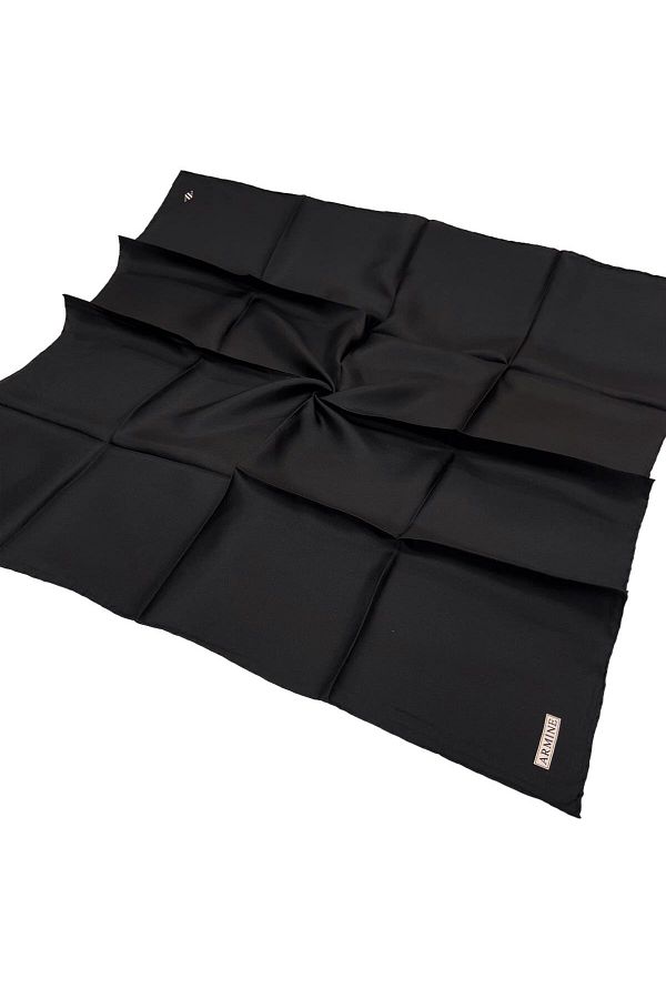 Armine-Eșarfă simplă de mătase - 01 Twill negru 1