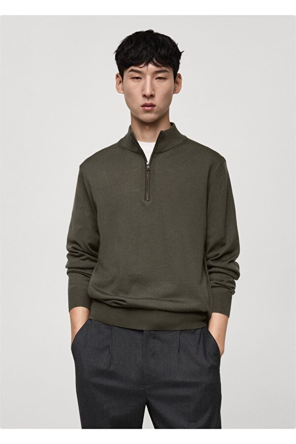 MANGO Man Pullover mit Reißverschluss am Kragen aus 100