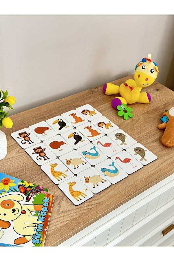 Karter İnovasyon Zeka Kartları Esletirme Oyunu Hafıza Kartı Ahşap Eğitici Puzzle Oyuncak Hayvanlar