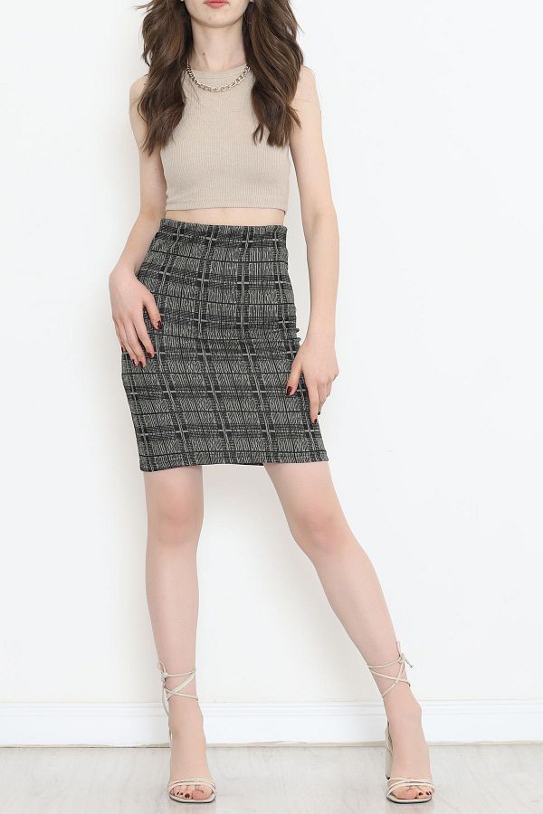 HYPERCK Khaki Striped Patterned Pencil Skirt 15938.1567 Trendyol