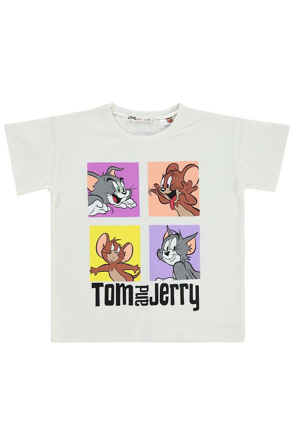 Tom and Jerry T Shirt Ecru Slim fit Trendyol