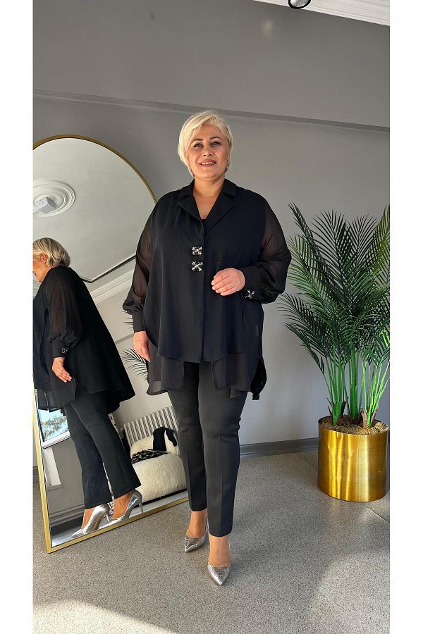 Long chiffon jacket plus size top