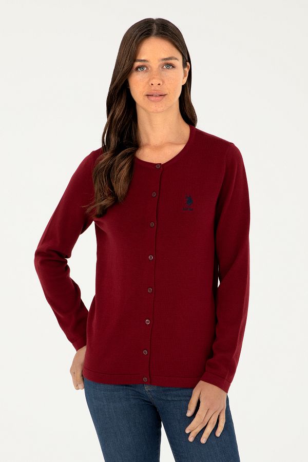 U.S. Polo Assn. Women s Burgundy Basic Knitwear Cardigan 50293537 Vr014 Trendyol