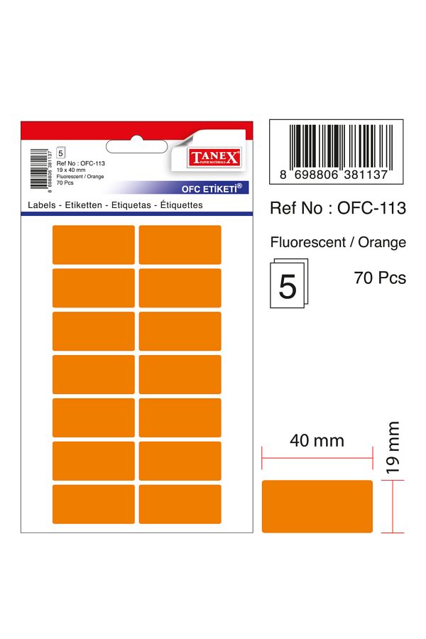 Tanex-Ofc-113 Flo Orange Office Label 1