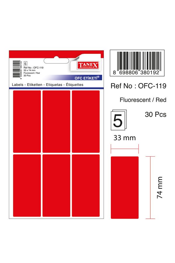 Tanex-Ofc-119 Flo Red Office Sticker 1