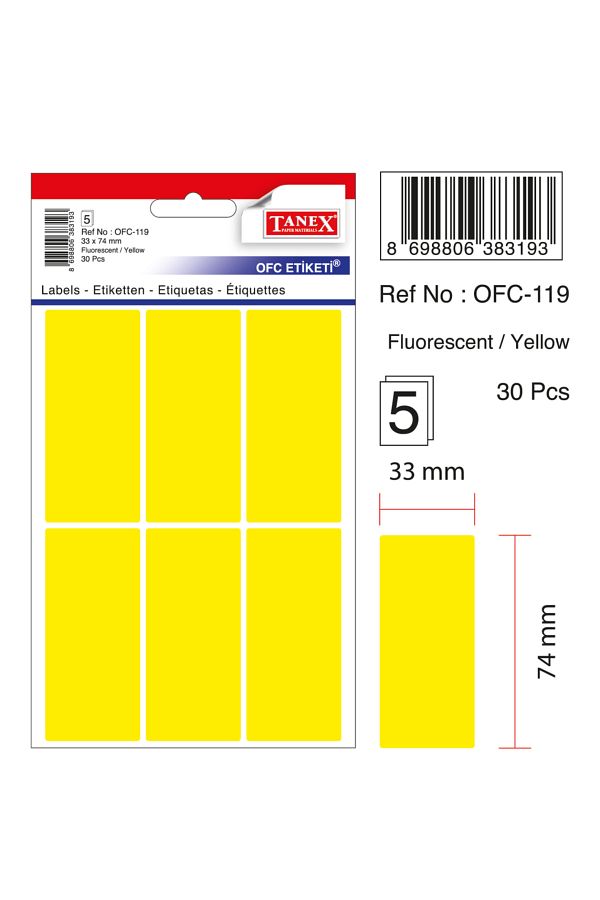 Tanex-Ofc-119 Flo Yellow Ετικέτα γραφείου 1