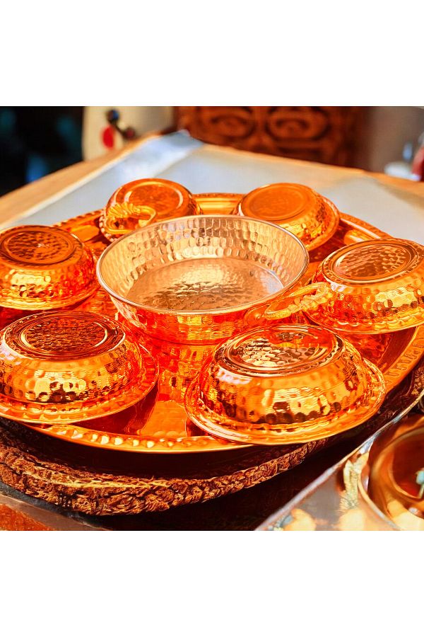 MY ZEY-Copper Set Breakfast Serving Pan and Sauce Tray Set 1