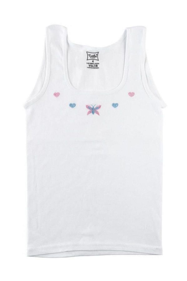 Tutku-Girl's White 3 Pack Ribbed Undershirt ELF568TUT01663 1