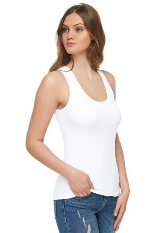 Tutku Elit-Tricot de corp pentru femei, alb, din elastan modal, din bumbac, cu bretele late 1