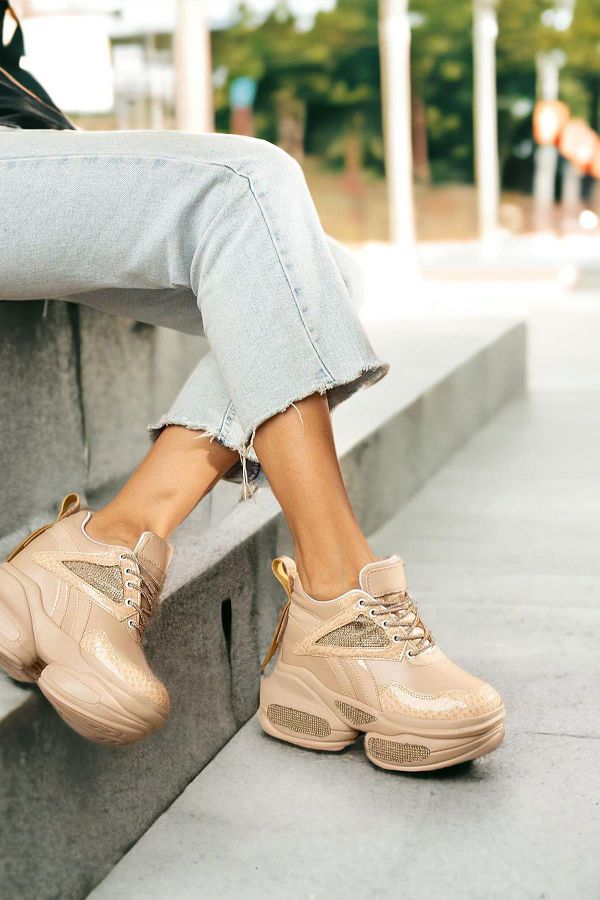 Modanizm Zeugma Hidden Heel Nude Sneakers Trendyol