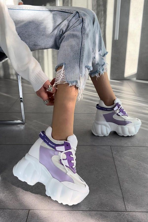 Modanizm Apax Purple Wedge Sneakers Comfortable and Stylish Trendyol