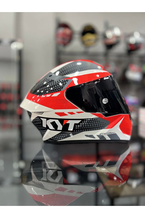 KYT-Tt-Course Helmet Gear - Black with Red Transparent Visor 1