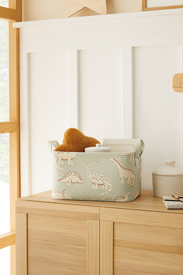 Ocean Home Textile Çocuk Odası Dinozor Oyuncak Düzenleyici Saklama Sepeti 30x21x18