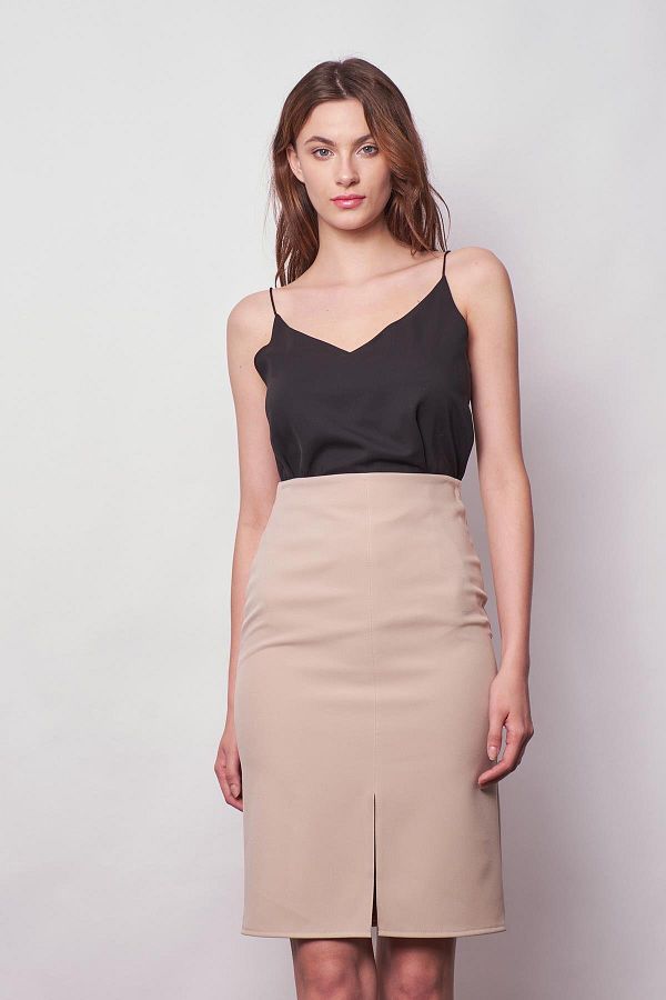 Jument Women s High Waist Front Slit Light Lycra Stylish Fabric Below the Knee Office Pencil Skirt Stone Trendyol