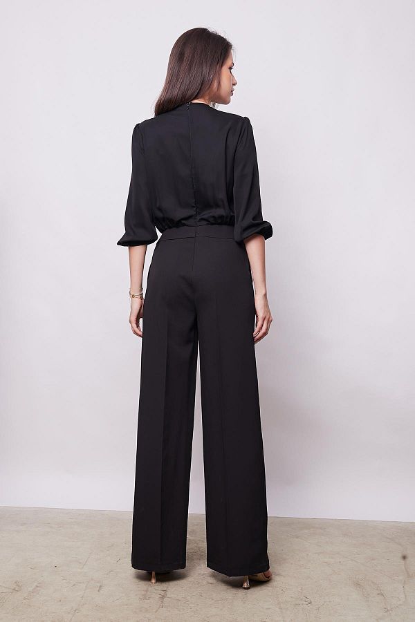 Black three quarter jumpsuit hot sale