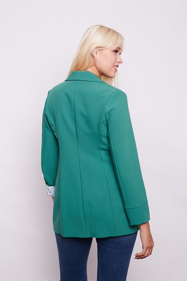 Jument Green Cotton Blazer Long Sleeve Collar and Foldable Pocket Office Jacket Trendyol