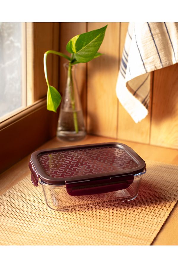 Madame Coco-Modena Rectangular Borosilicate Glass Storage Container with Lid - 1000ML 1
