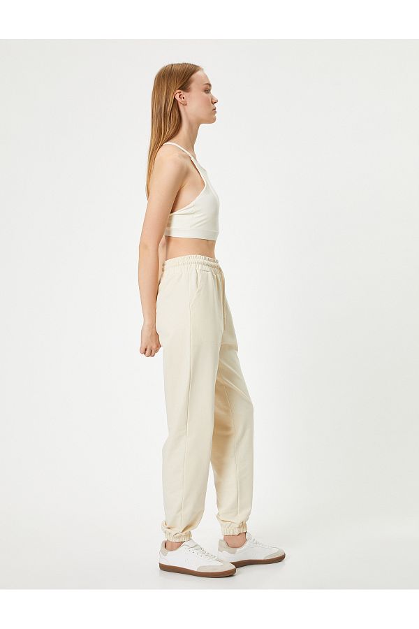Koton Jogger Sweatpants Sports High Waist Pocket Tie Waist Cotton Comfortable Fit Trendyol