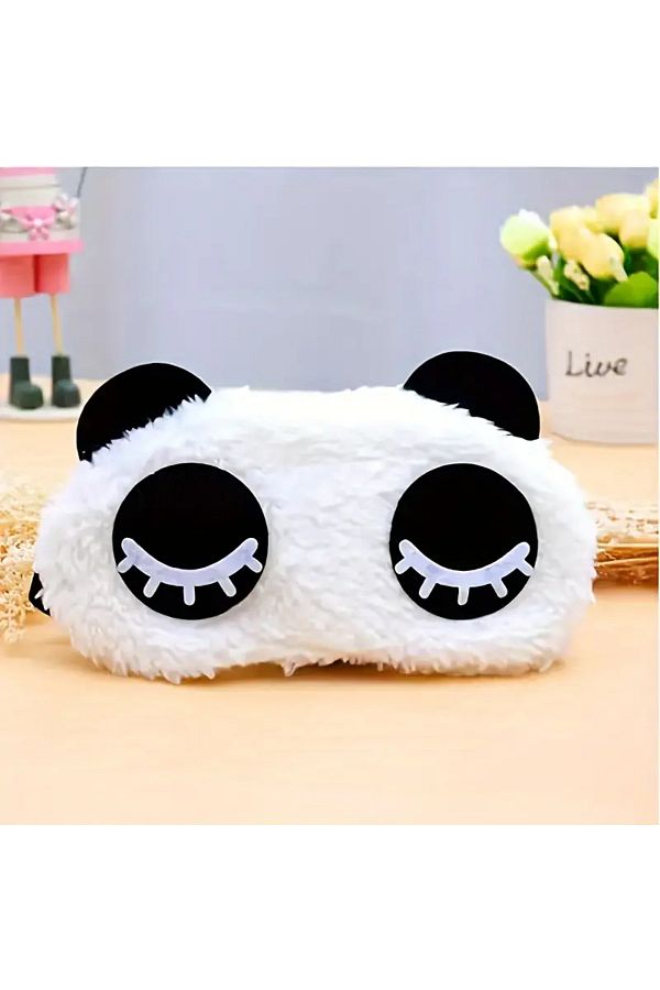 TEMU-Panda Plush Sleeping Headband, Eye Patch, Lightproof, Suitable for Rest and Travel 1