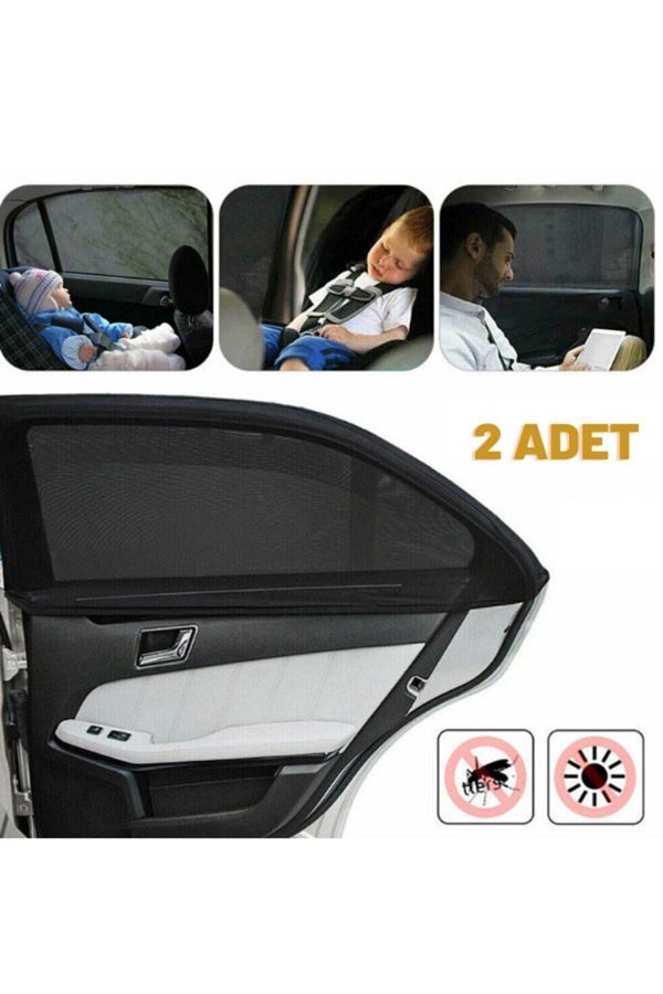 Tegin-2Pcs Car Side Window Curtain Dust Fly Proof Self-Adhesive Car Window Blinds Mosquito Net 1