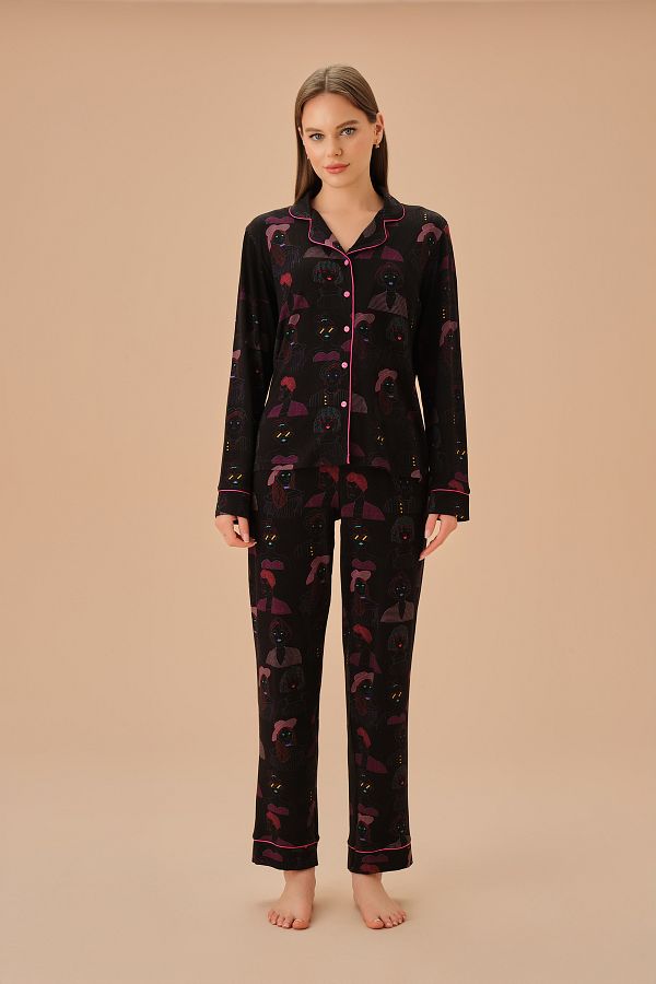 Suwen Neon Line Masculine Pajama Set Trendyol