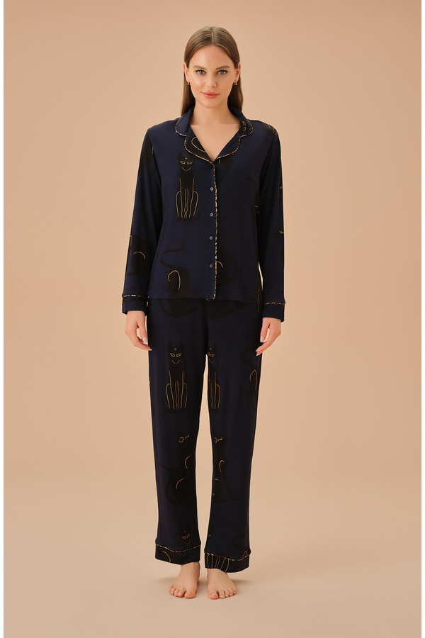 Suwen Egyptian Shirt Collar Pajama Set