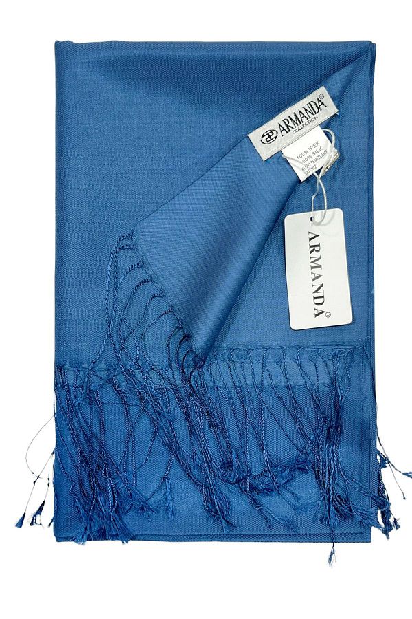 ARMANDA-Şal de mătase - Albastru denim închis 1