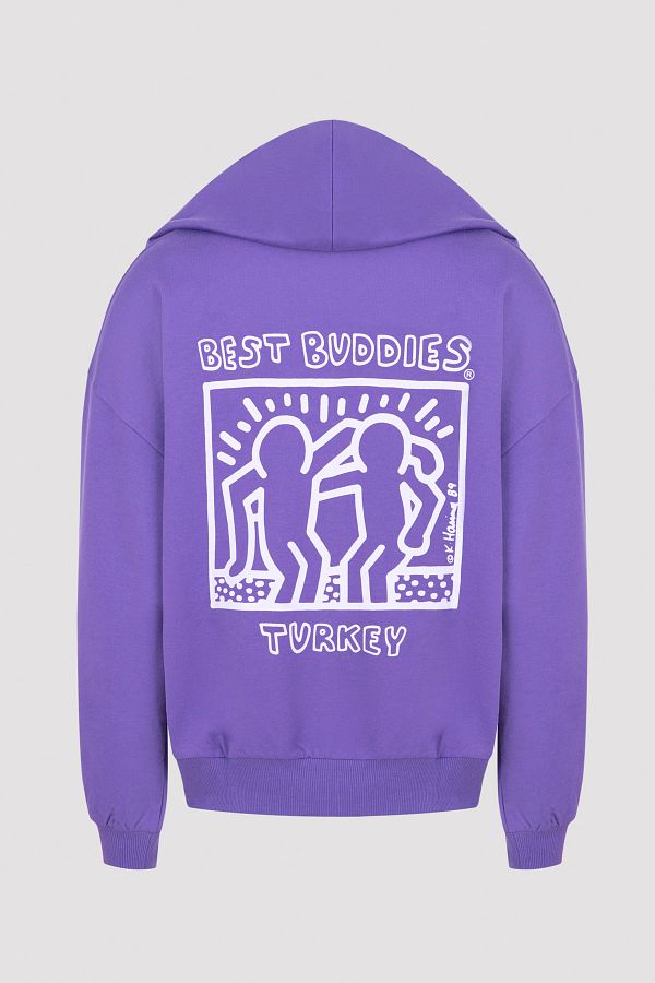 Penti Purple Best Buddies Long Sleeve Hooded Sweatshirt Trendyol