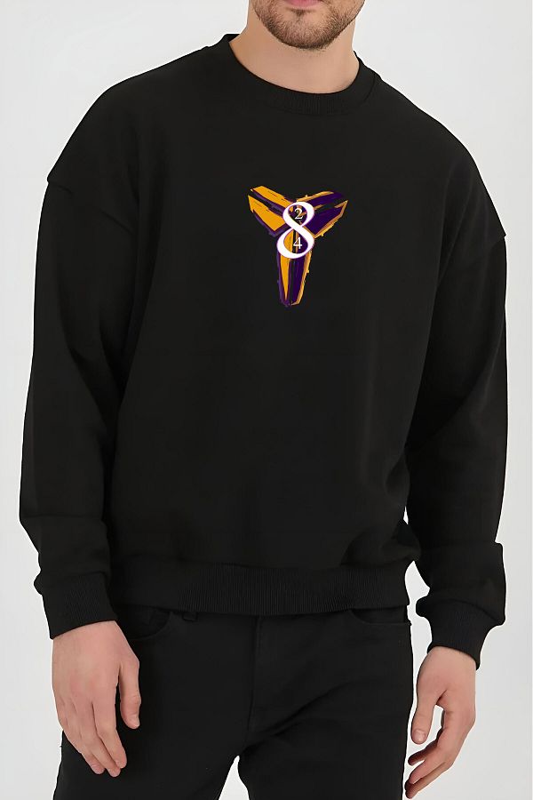 CU Collection Black Unisex Cotton Sweatshirt Black Mamba 8 Printed Cu196 Trendyol