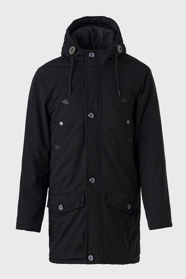 STONCS-Pánská černá parka Gabardin s kapucí 1