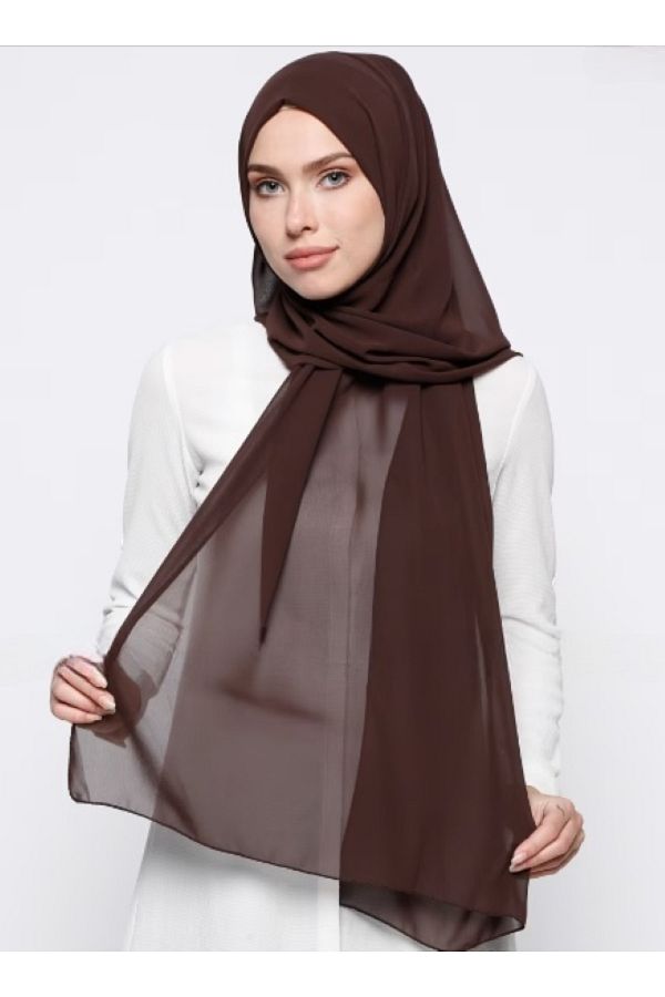 Differenza-Chocolate Brown Crepe Chiffon Shawl 1