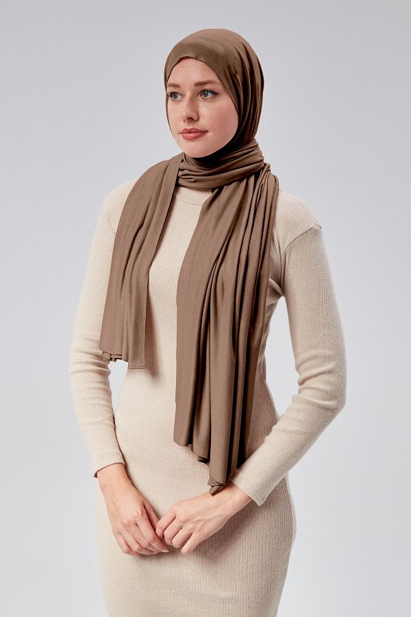 Sonbaharmoda-Şal Hijab din Bumbac Pieptănat de Lux - Ciocolată 1