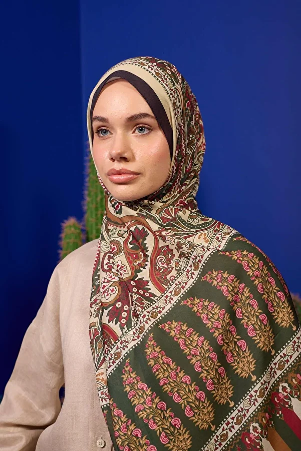 İpekhan-Marrakech Collection Soft Shawl Forest Green Black 3049-07 1