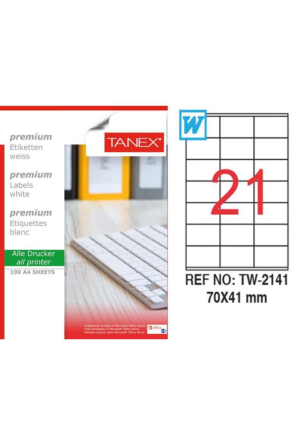 Tanex-Tw-2141 Αυτοκόλλητο λέιζερ 70 Χ 41 Χιλ 1