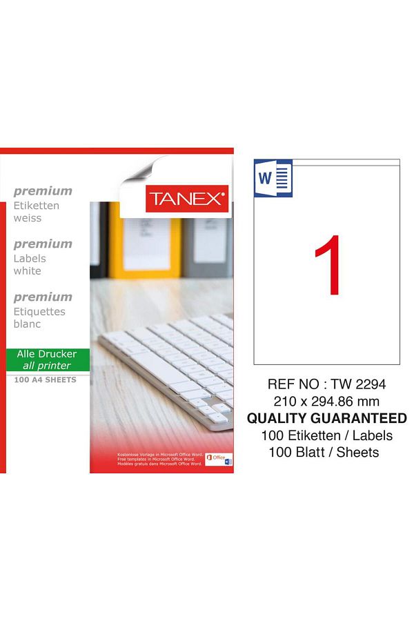 Tanex-Tw-2294 Laser Label 210 X 294,86 Mm 1