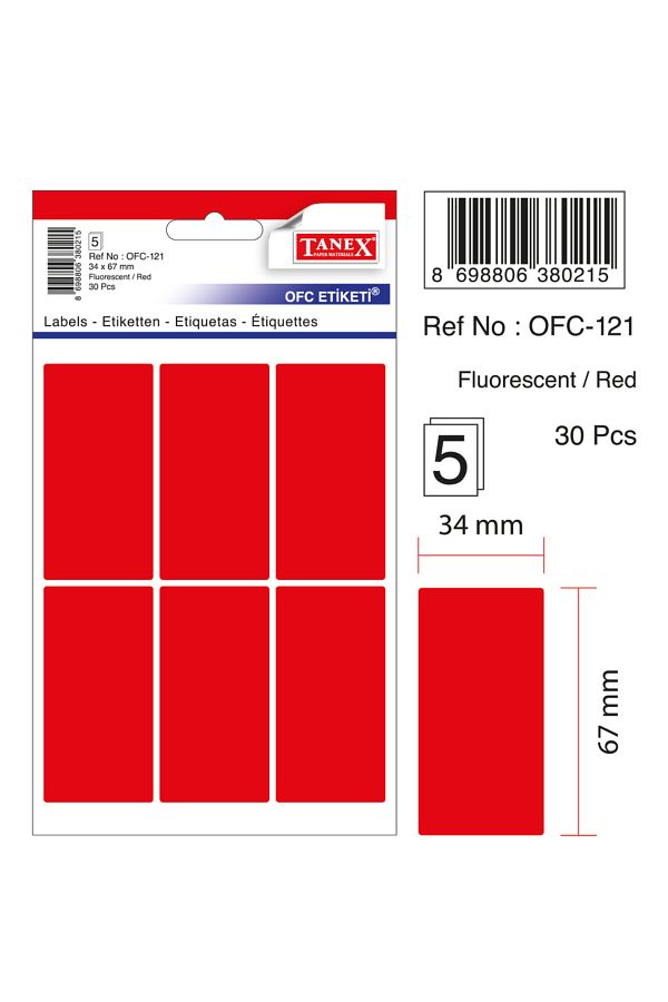 Tanex-Ofc-121 Flo Red Office Sticker 1