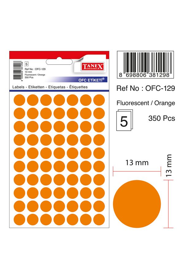 Tanex-Ofc-129 Flo Orange Office Label 1