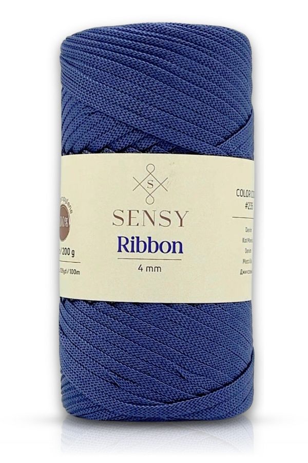 SENSY-Premium Ribbon Polyester String 200 Gr Polyester Ribbon Macrame String Denim Blue 1