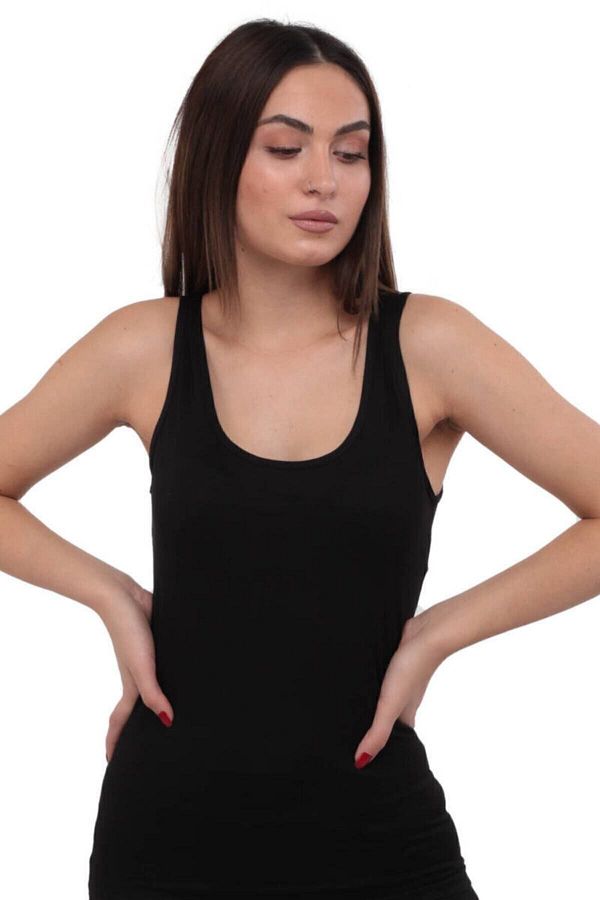 Tutku Elit-Women's Black Modal Elastane Lycra Cotton Wide Strap Undershirt 1