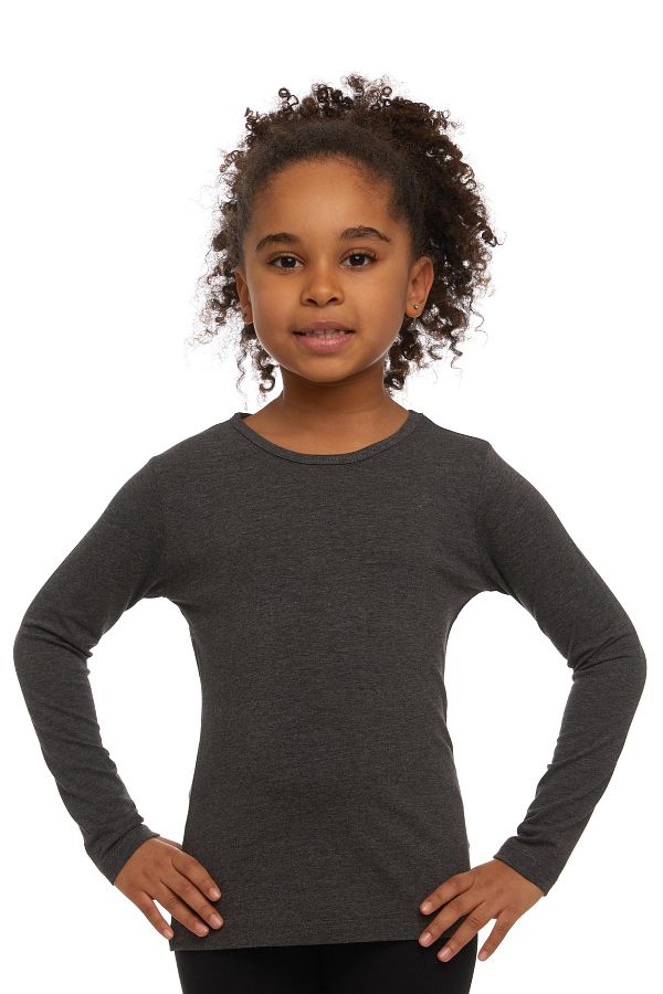 LOVETTI Anthracite Girl s Plain Basic Lycra Long Sleeve T Shirt Trendyol