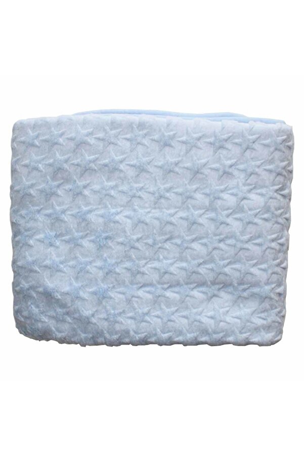 bebegen Mavi Yıldız Kabartmalı Kalın Peluş Battaniye 100*120 cm