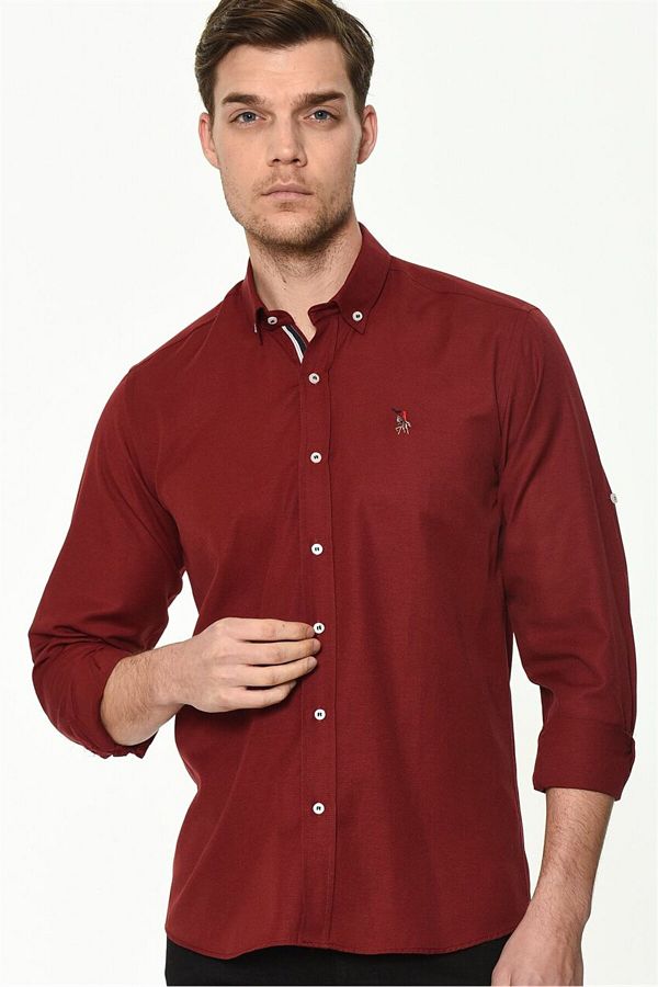 Dewberry-G674 Men's Shirt-burgundy 1