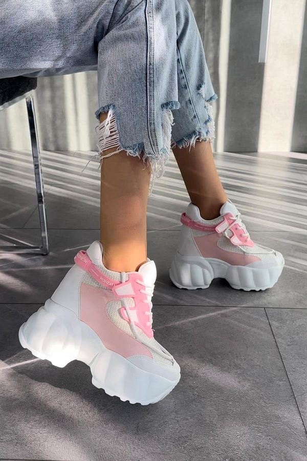 Pink wedge tennis shoes on sale