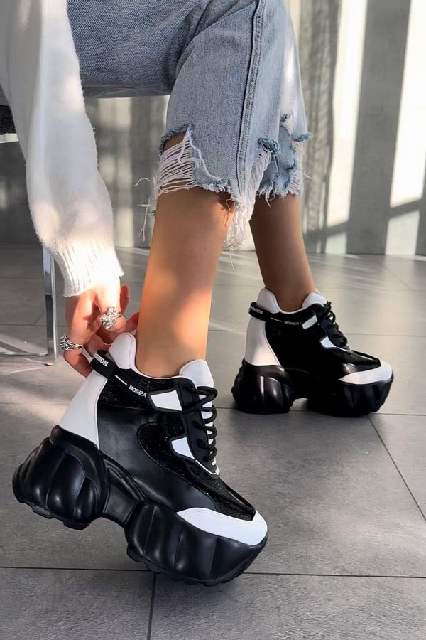 Modanizm Apax Black Wedge Sneakers Comfortable and Stylish Design Trendyol