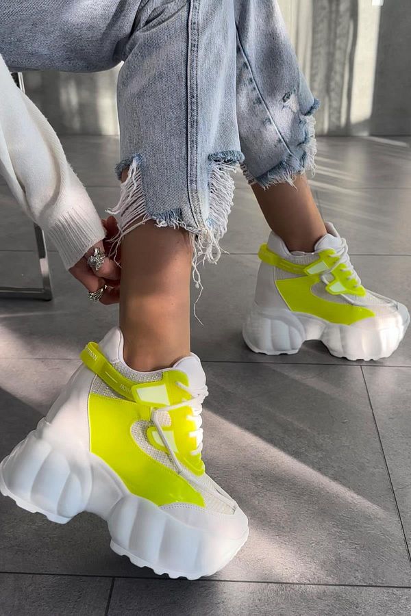 Yellow wedge sneakers top