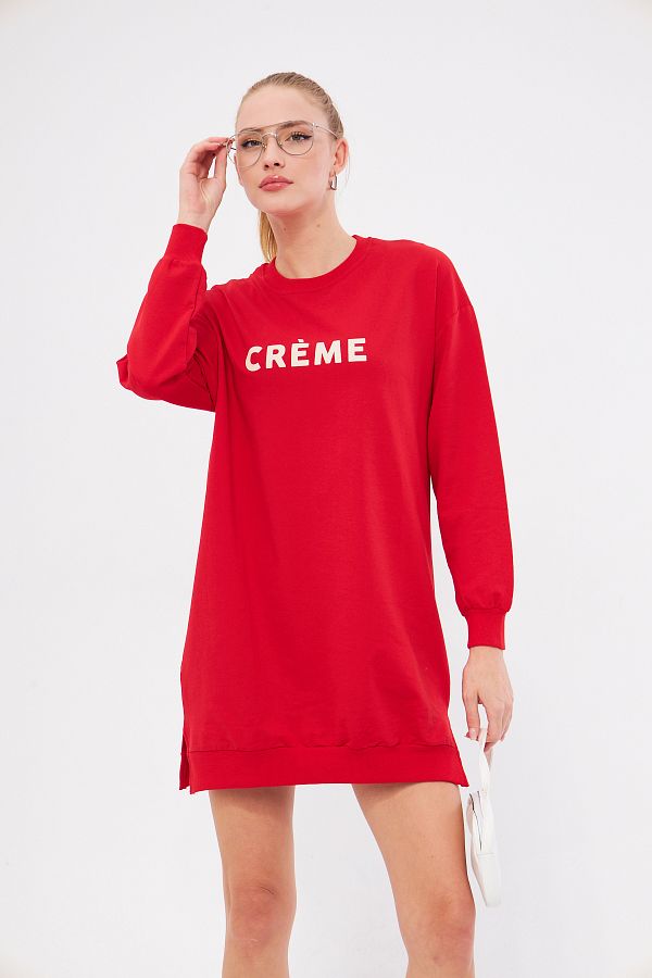 Red tunic sweatshirt sale