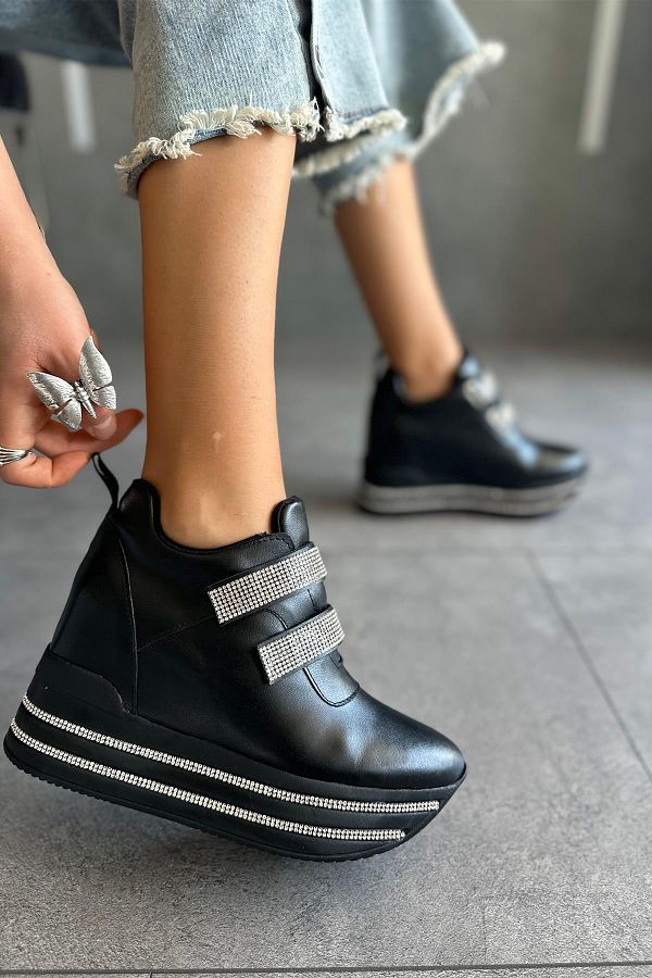 Modanizm Zella Black Wedge Sneakers Comfortable and Stylish Trendyol