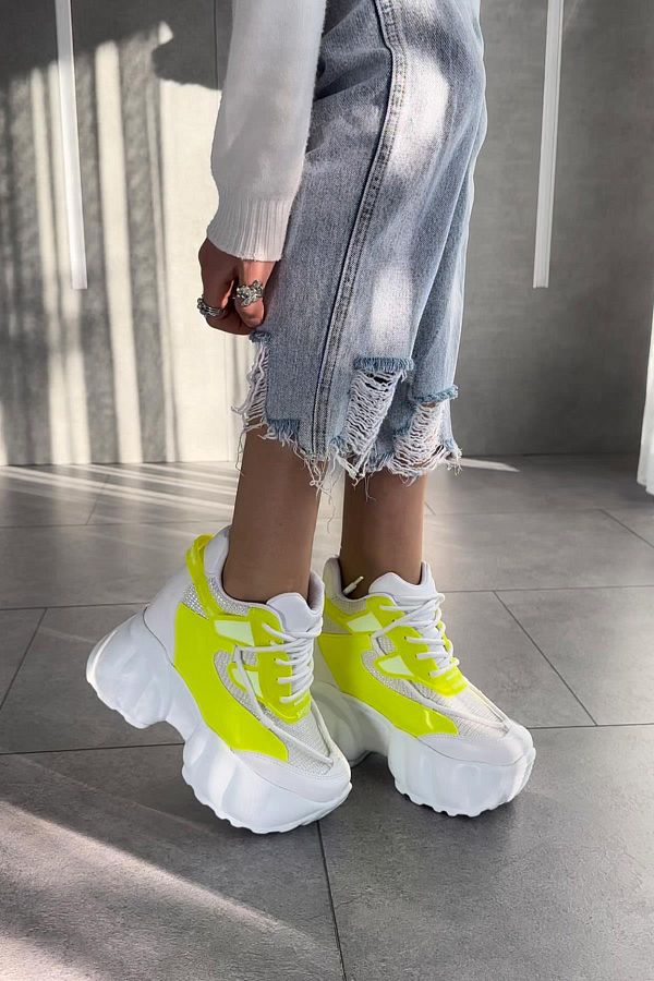 Yellow wedge sneakers outlet