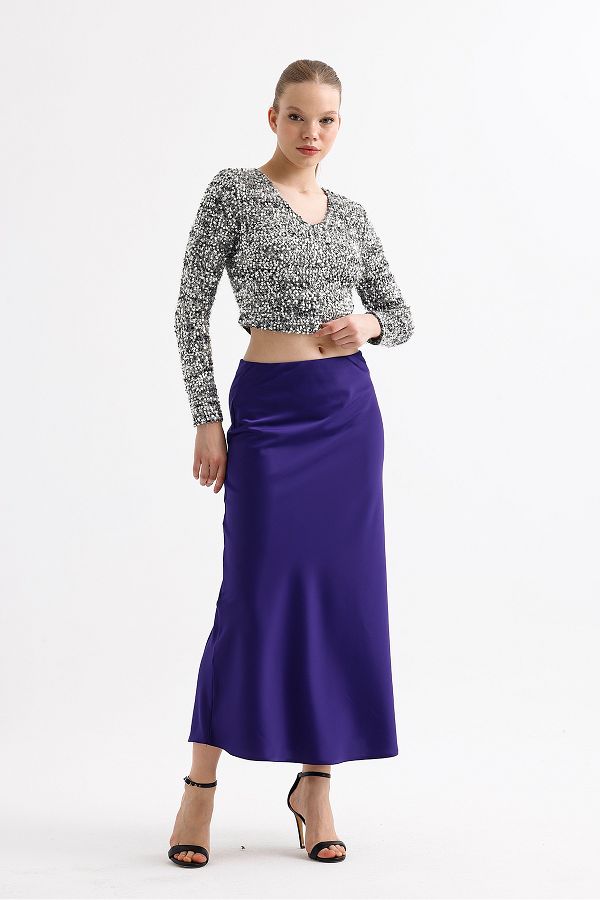 Sense-Quality Z. Satin Long Skirt with Elastic Waist |   Etk35736 Saks 1