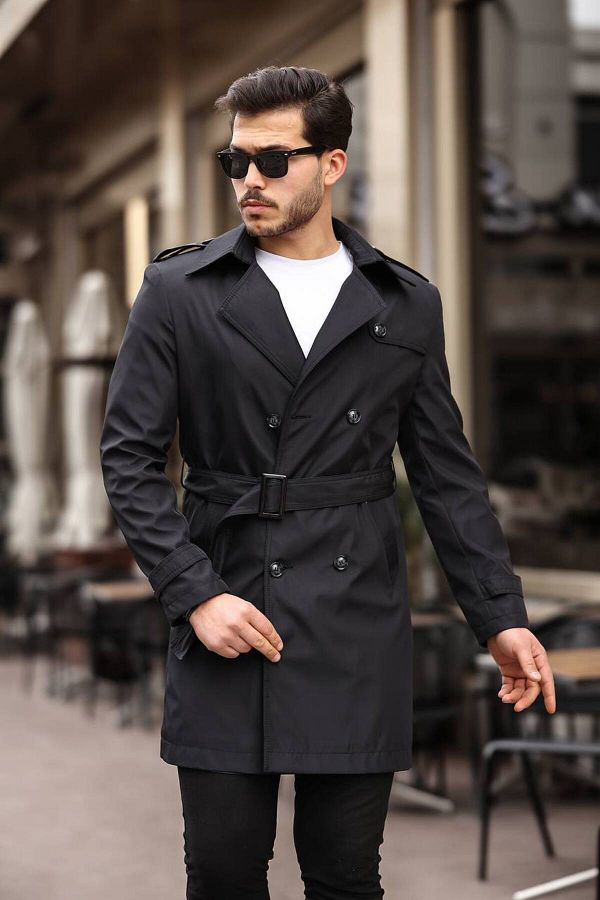 Mens black waterproof trench coat deals